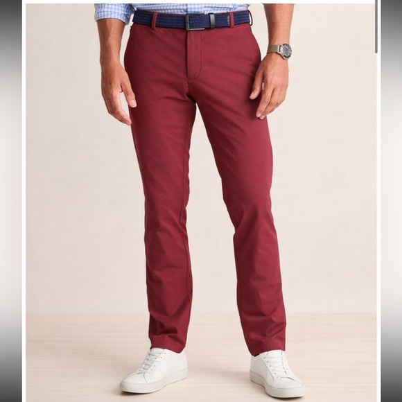 Vineyard Vines Performance On The Go Pants Deep Red Men sz 44x30 Chino Khakis